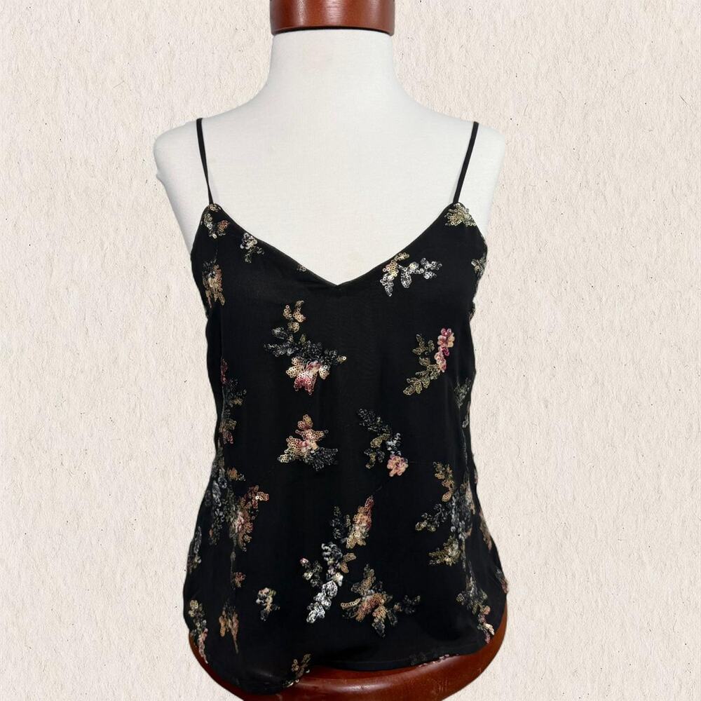 Banana Republic black sequin floral cami top - Size‎ XS - fairycore whimsygoth